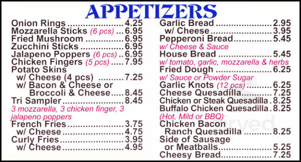 Wallingford Pizza House menu in Wallingford, Connecticut