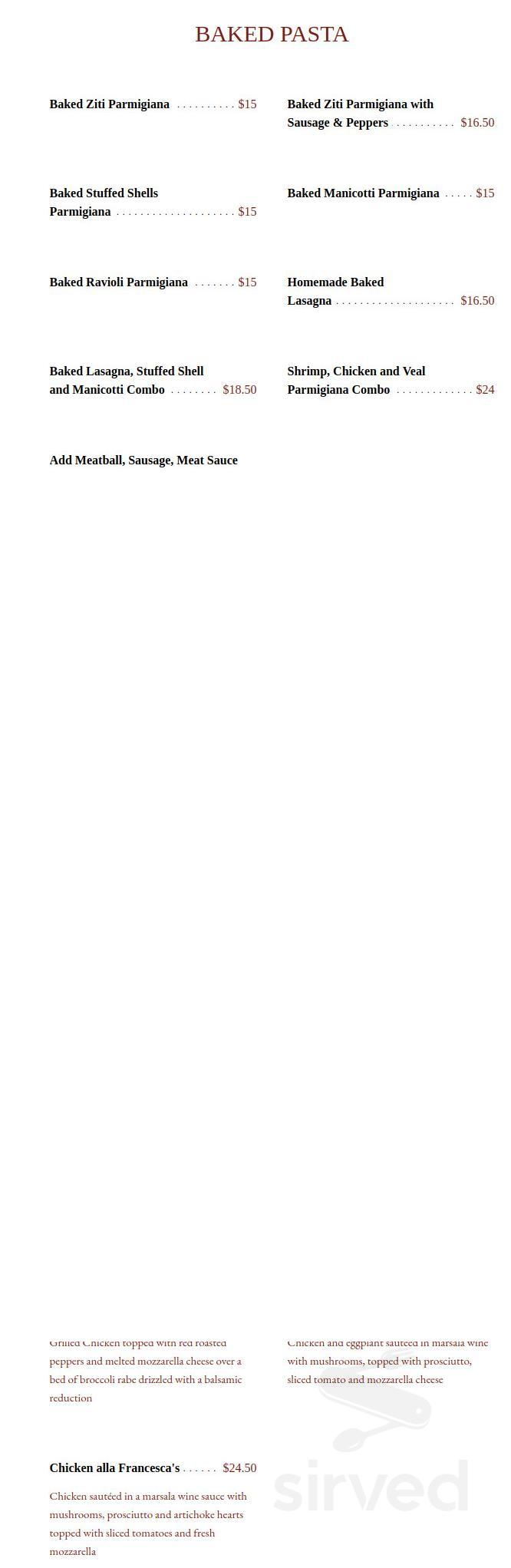 Francesca's menu in Hampton Bays, New York, USA