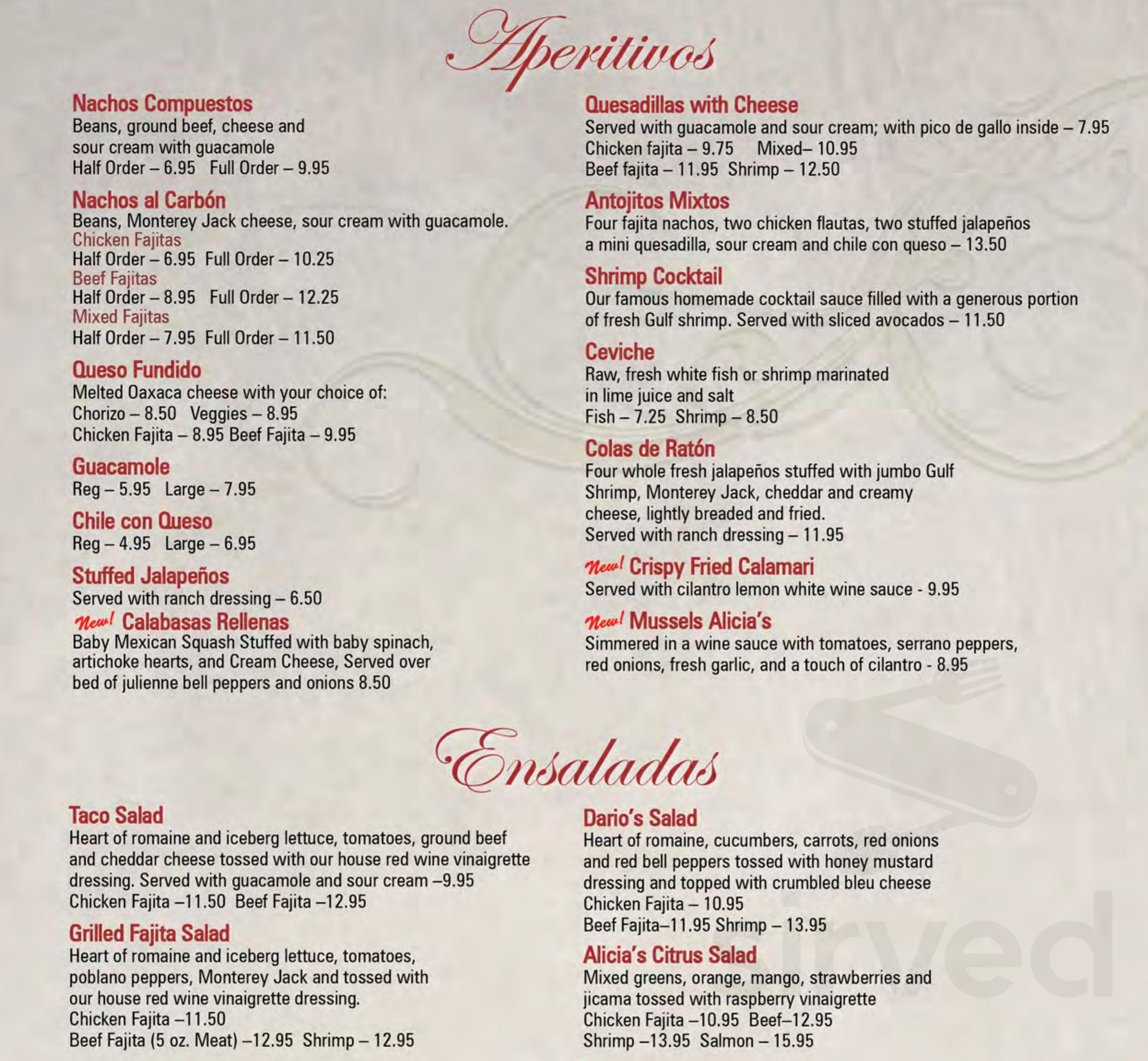 Lunch & All-Day Menu - Alicia's Mexican Grille