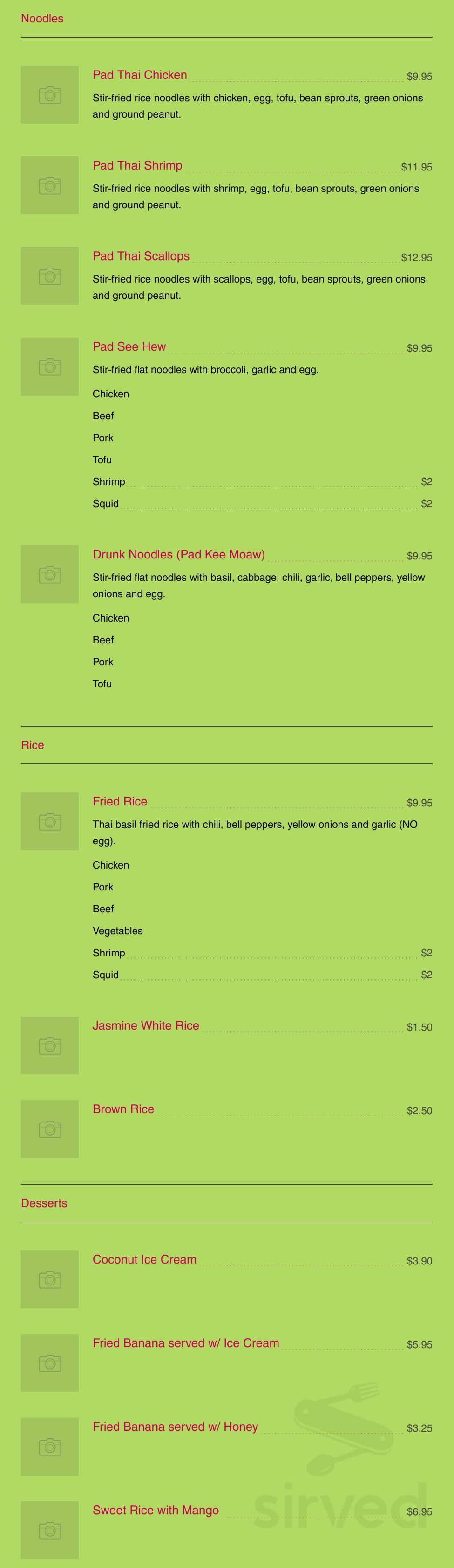 Thai Basil Restaurant menu in Sunnyvale, California, USA