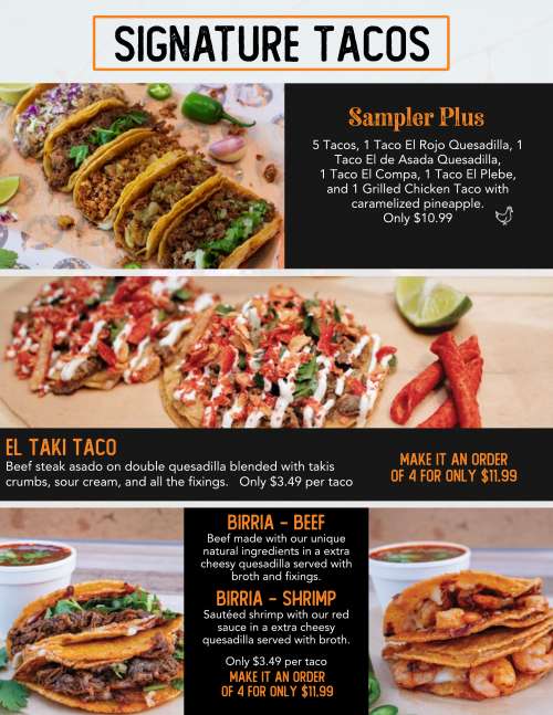 Tacos el Plebe menu in McAllen, Texas, USA