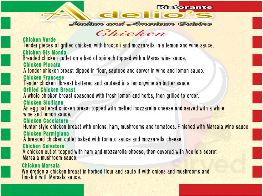 Adelio's Restaurant menu in Lumberton, North Carolina, USA