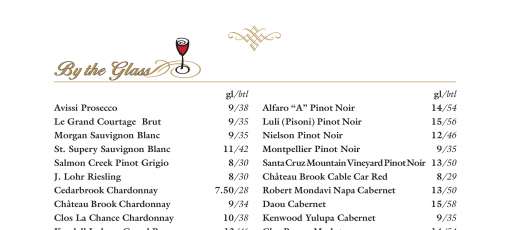 Shadowbrook Restaurant Menu - Capitola, California | Sirved