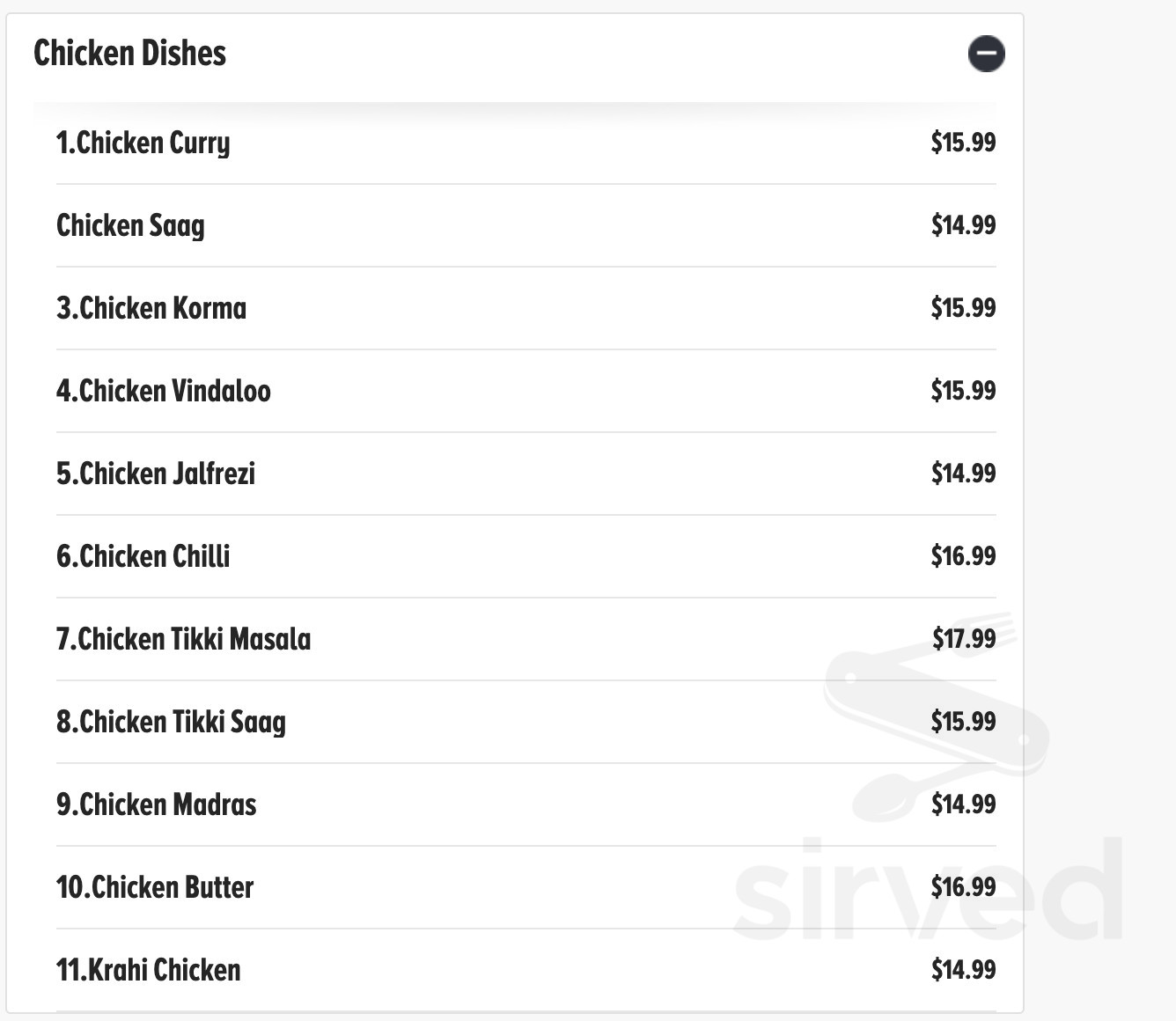 Nirlep Indian Restaurant menu in Charleston, South Carolina, USA