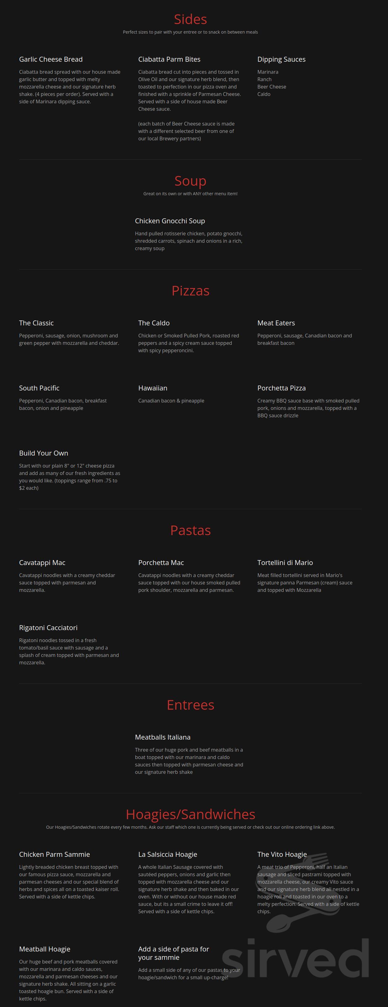 Marios Italian Kitchen Food Truck menu in Chaska, Minnesota, USA