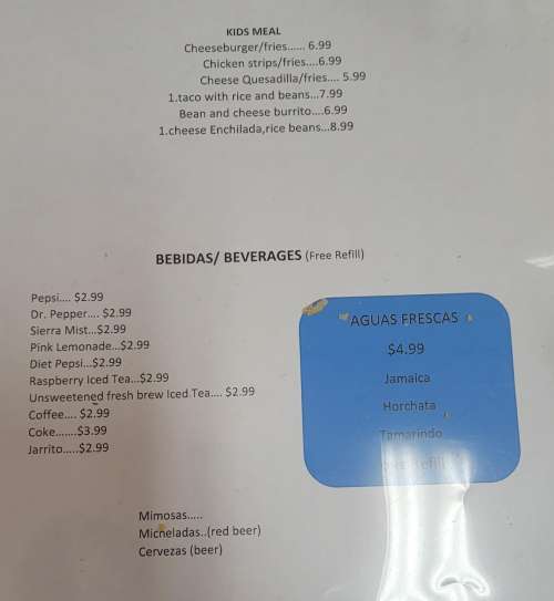 Los Amigos Restaurant menu in Terra Bella, California, USA