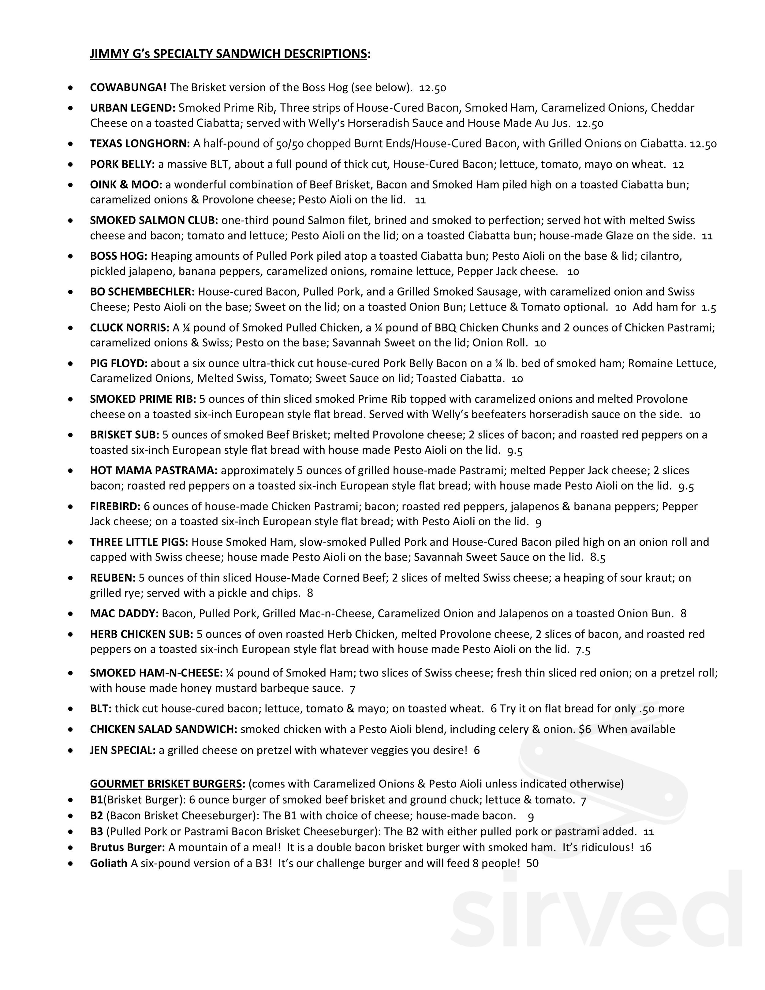 Jimmy G's Barbeque menus in Fremont, Ohio, United States