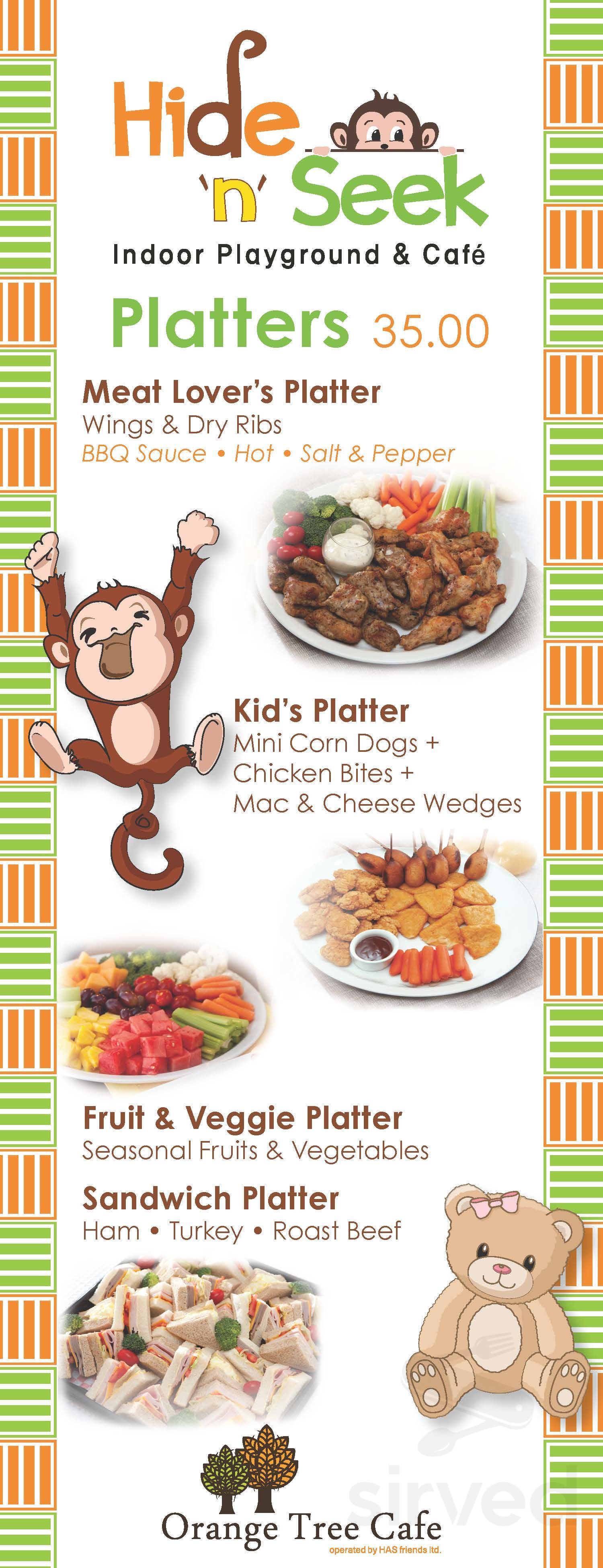 Hide N Seek Indoor Playground & Cafe menu in Edmonton, Alberta, Canada