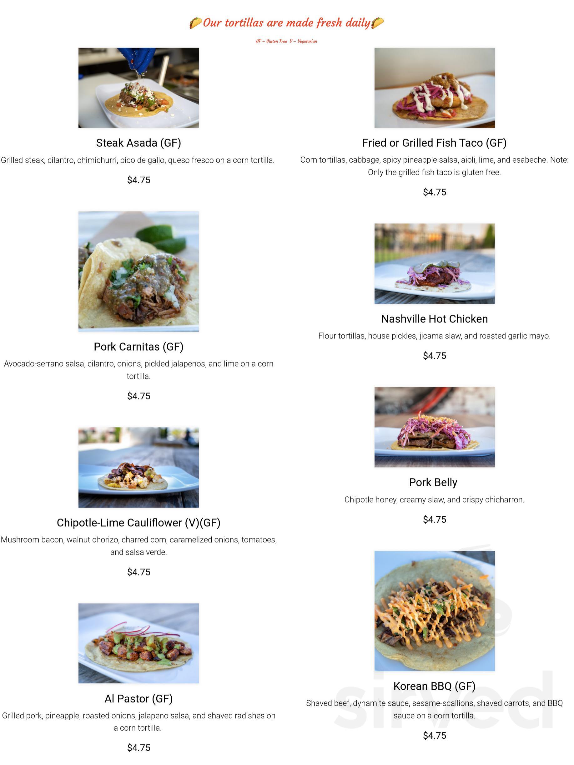 West 22 Tacos menu in Murfreesboro, Tennessee, USA
