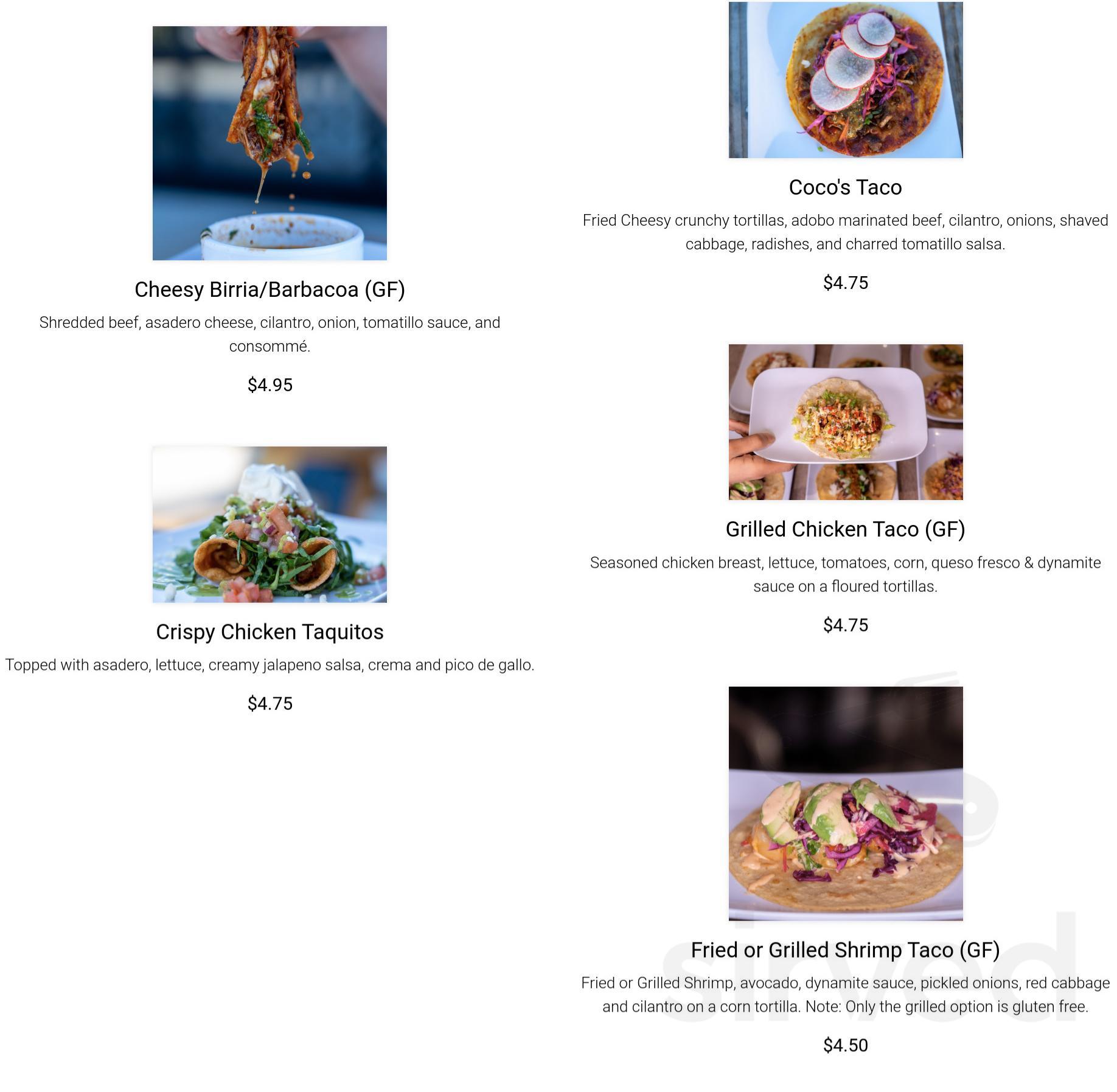 West 22 Tacos menu in Murfreesboro, Tennessee, USA