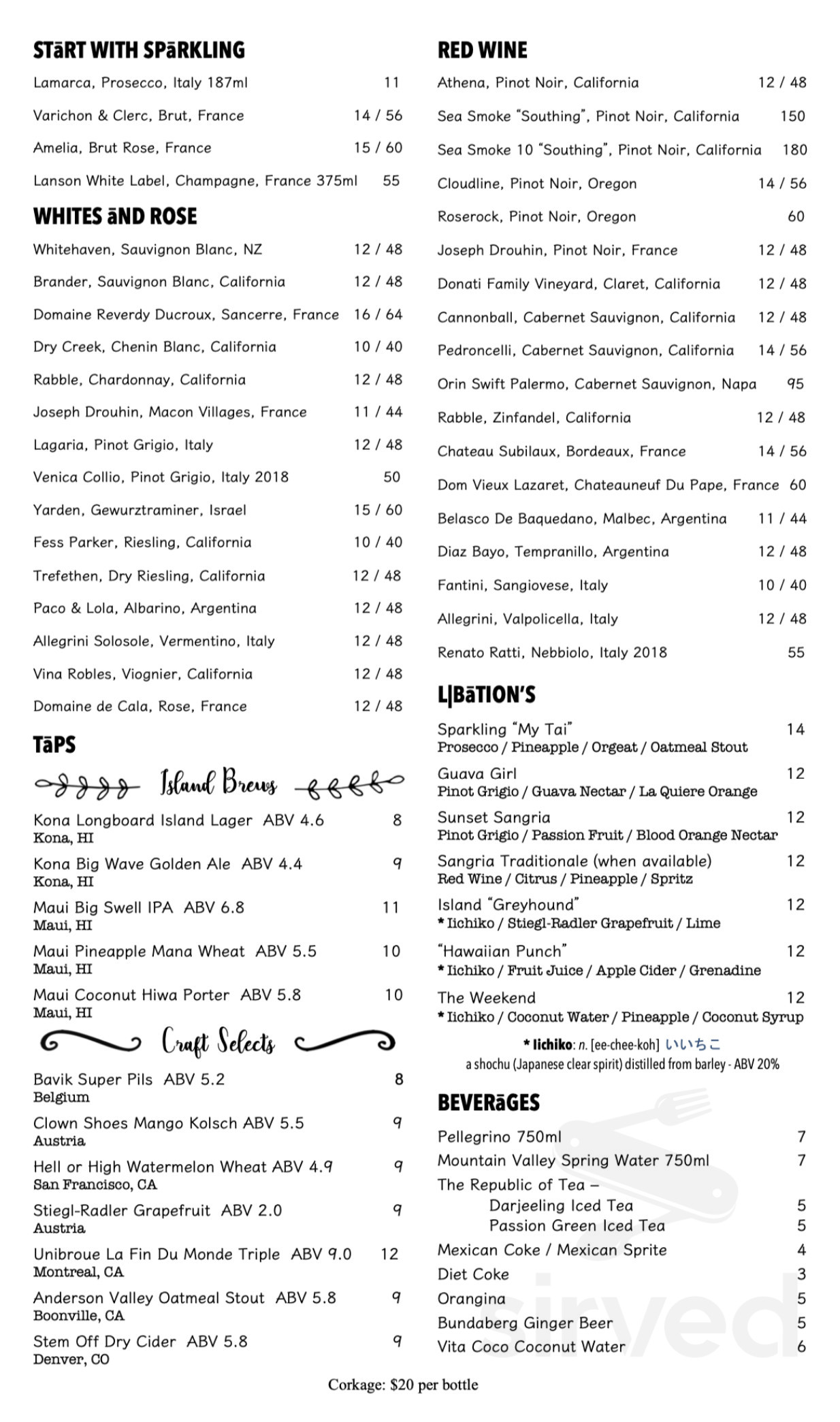 Menu for Malama Pono Restaurant in Sherman Oaks, California, United States