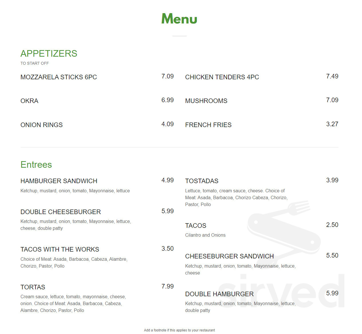 Los Tres Amigos Restaurant. menu in Milwaukee, Wisconsin, USA