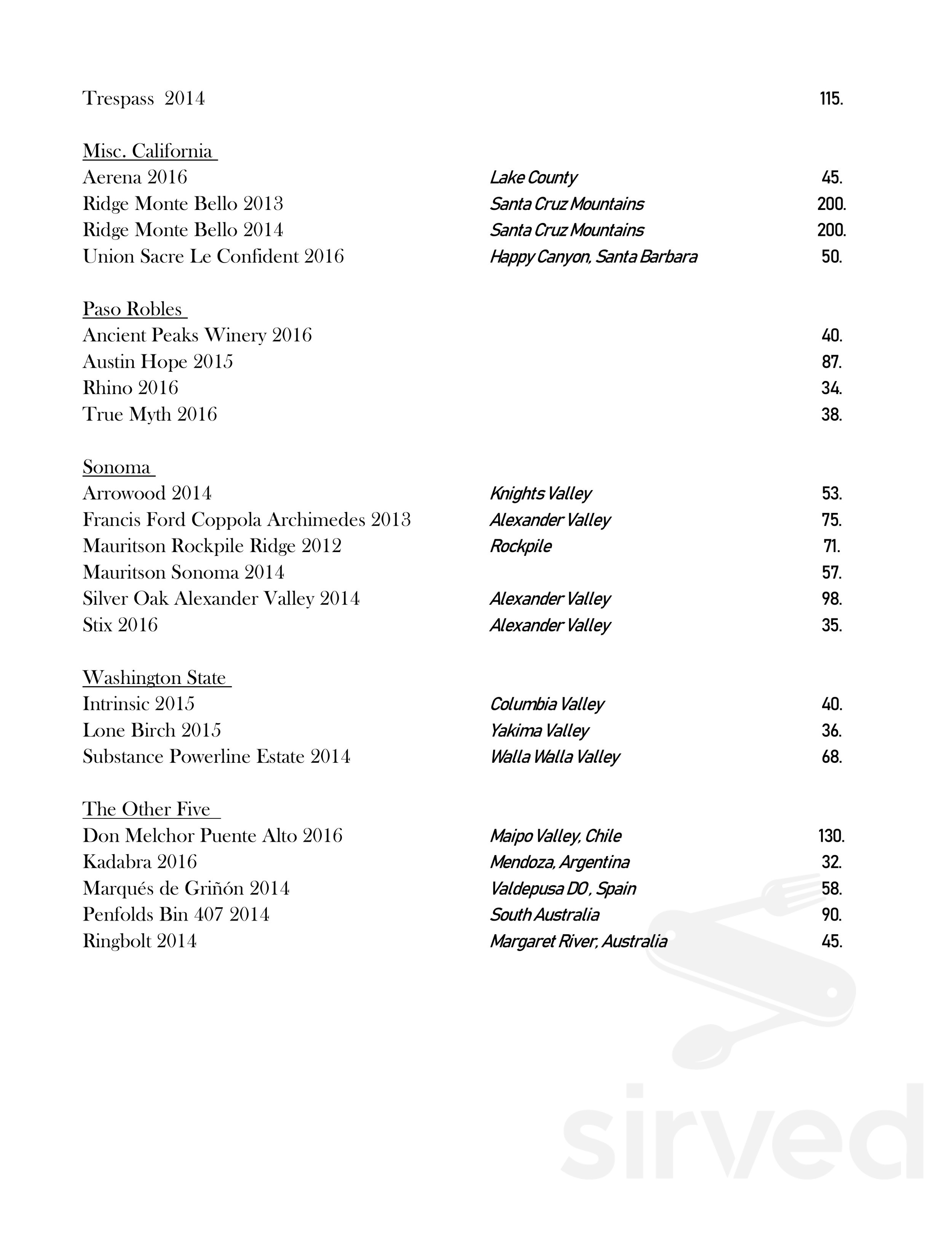 Bottle Stop Wine Bar Menus In Occoquan Historic District Virginia