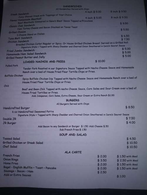 No Name Cafe menu in Pittsburgh, Pennsylvania, USA