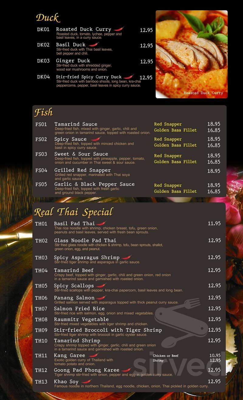 Real Thai PTBO menu in Peterborough, Ontario