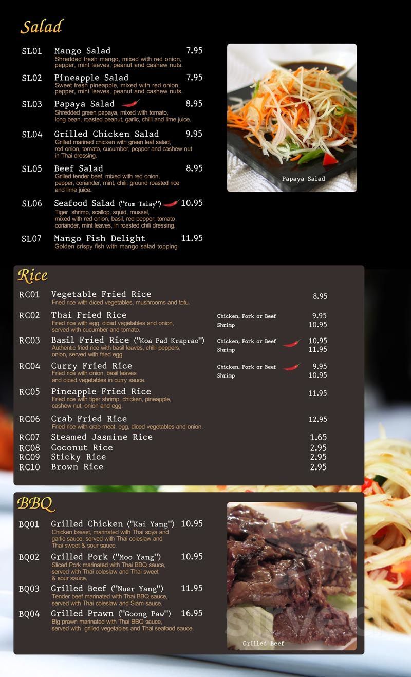Real Thai PTBO menu in Peterborough, Ontario