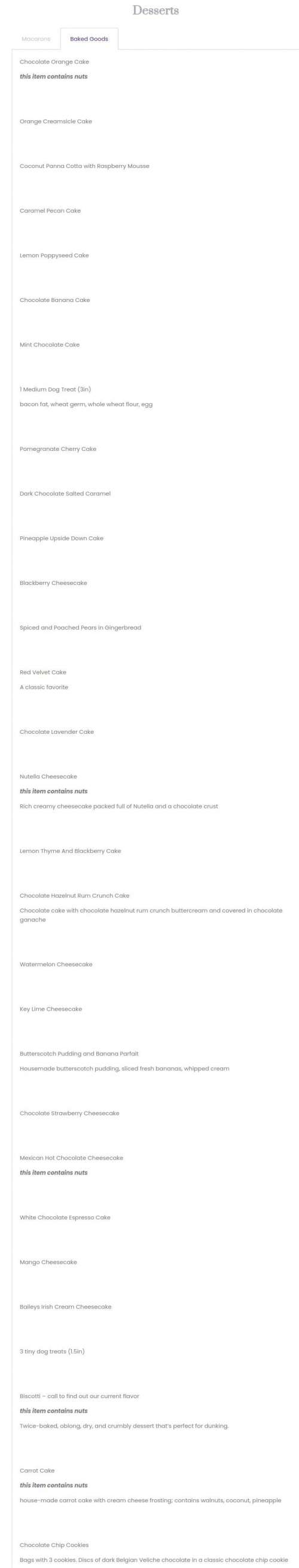 Helena's Chocolate Café and Crêperie menu in Carlisle, Pennsylvania, USA