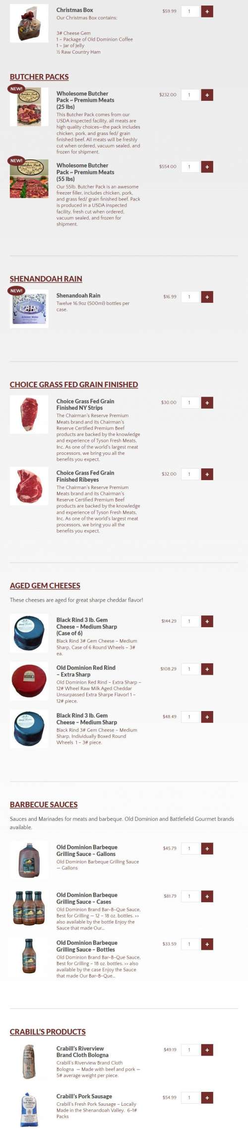 Wholesome Foods, Inc menu in Edinburg, Virginia, USA