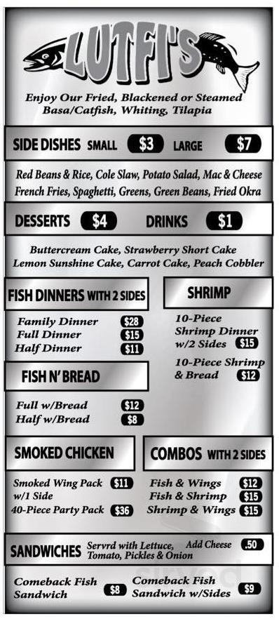 Lutfi's Fried Fish menu in Omaha, Nebraska
