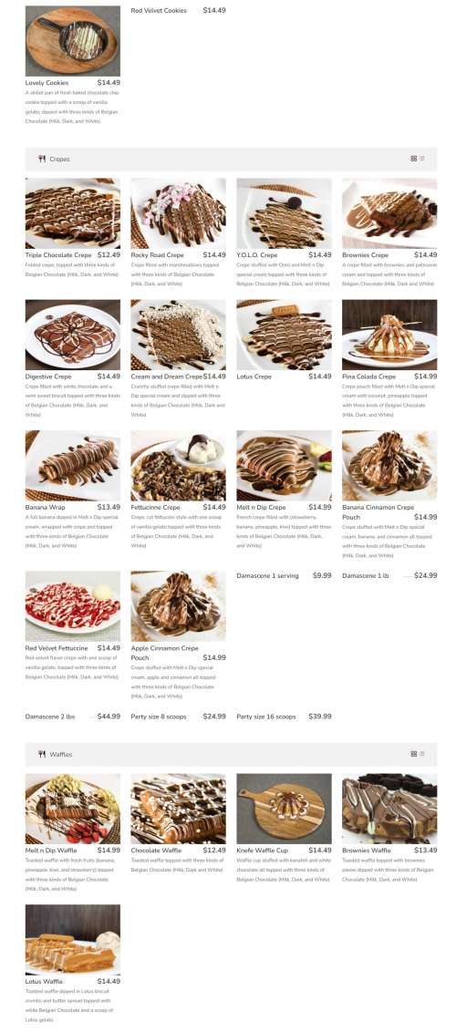 Melt n Dip menu in Bridgeview, Illinois, USA