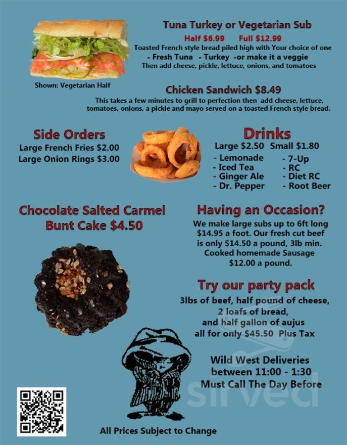 Luke's Chicago Sandwiches menu in Tucson, Arizona, USA