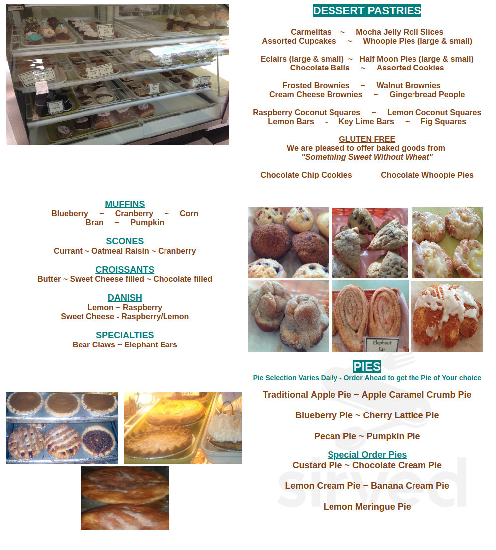 Menu Chatham MA's Chatham Village Cafe and Bakery Sirved