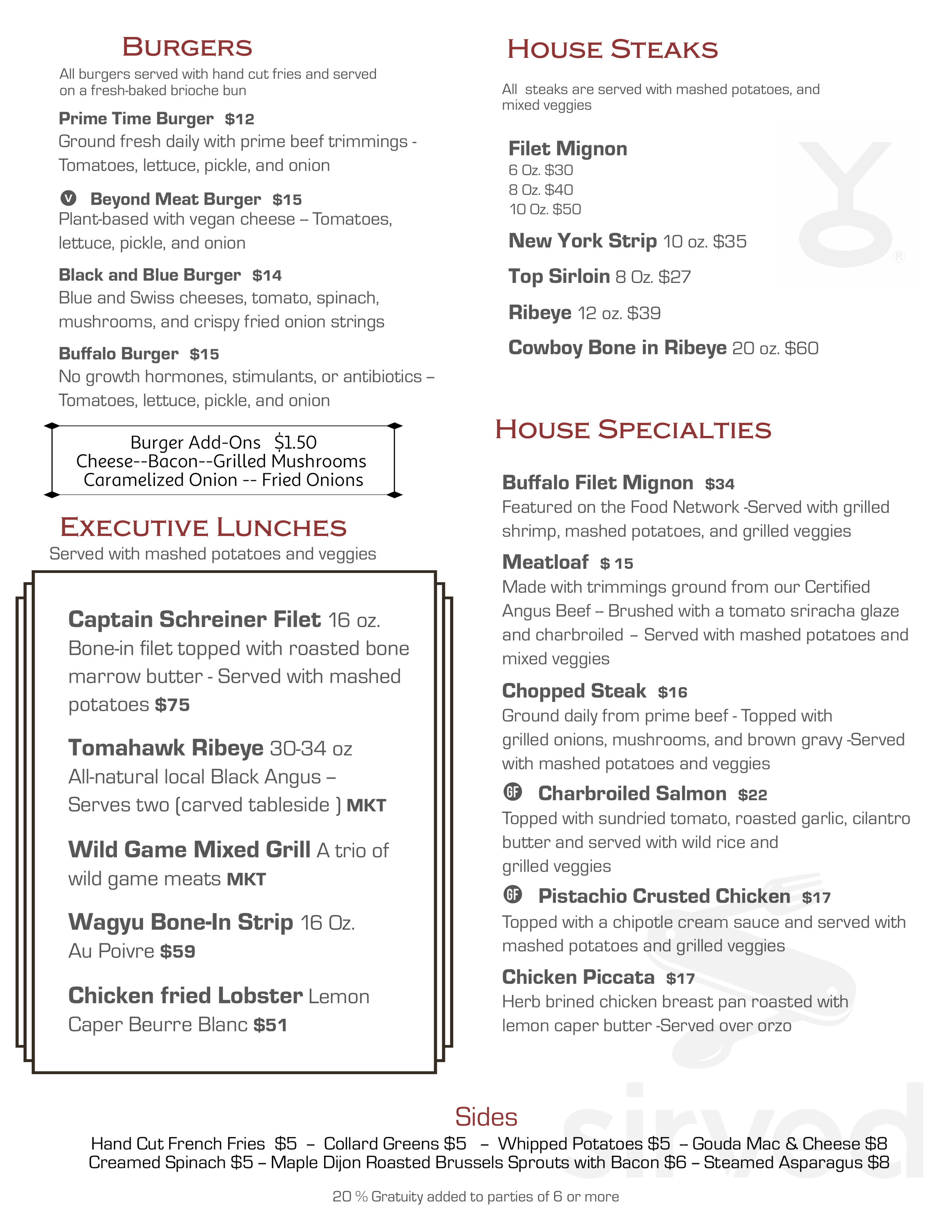 The Ranch Menu Y.O. Ranch Steakhouse menu in Dallas, Texas, USA