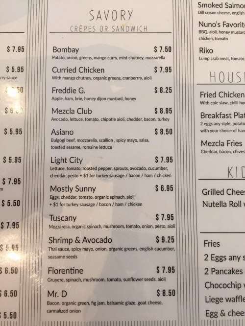 Café Mezcla menu in Columbia, Maryland, USA