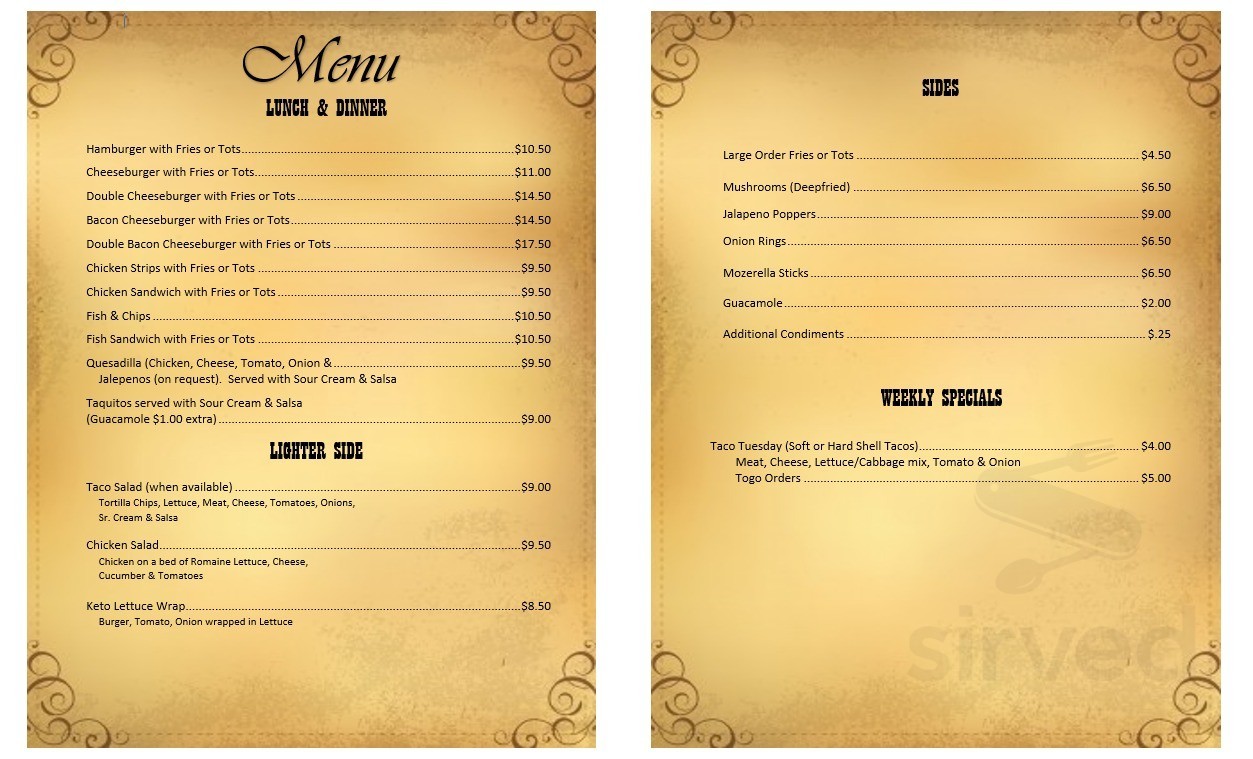 Menu Orofino ID's Shot Glass Sirved