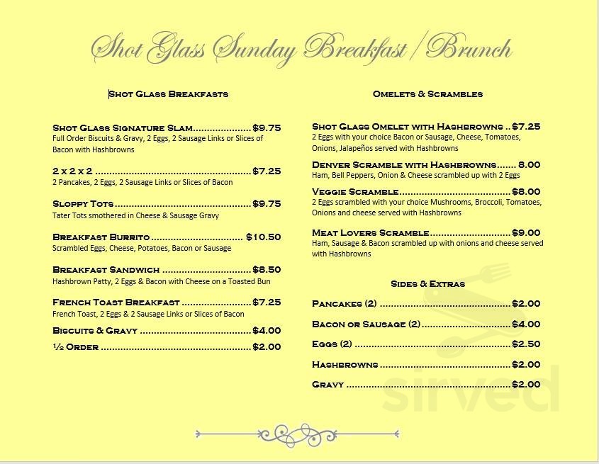 Menu Orofino ID's Shot Glass Sirved