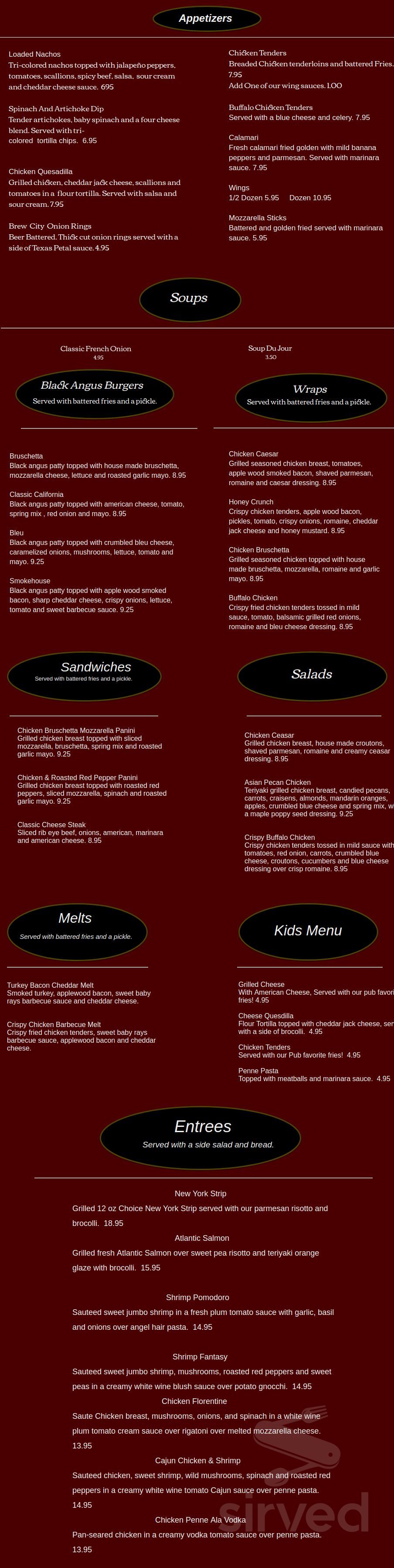 Broadway Pub menu in Bangor, Pennsylvania