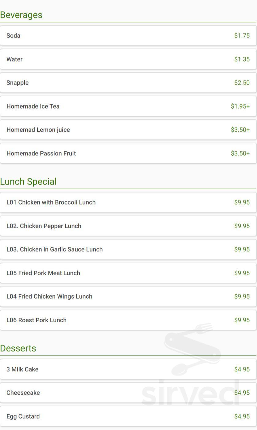 Caridad China menu in Brooklyn, New York, USA