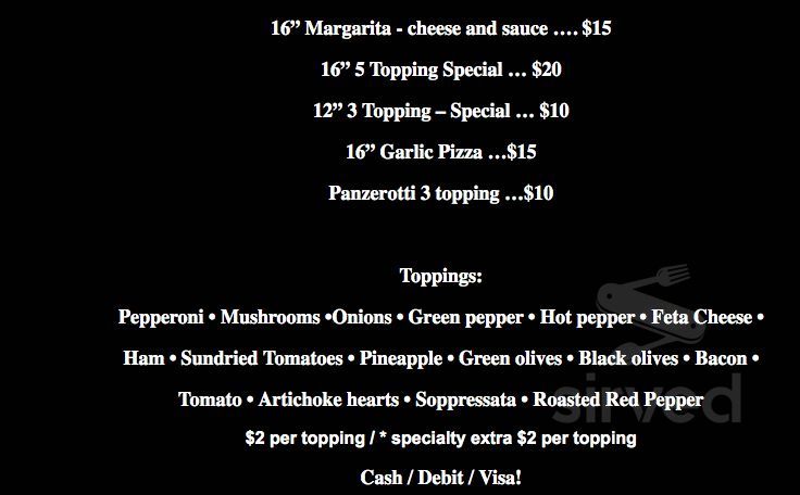 Taste of Naples Pizzeria menu in Woodbridge, Ontario