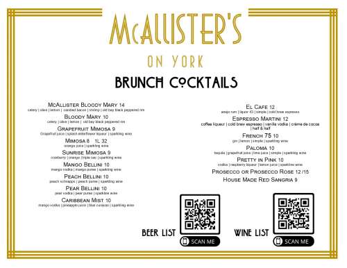 McAllister's on York menu in Hanover, Pennsylvania, USA