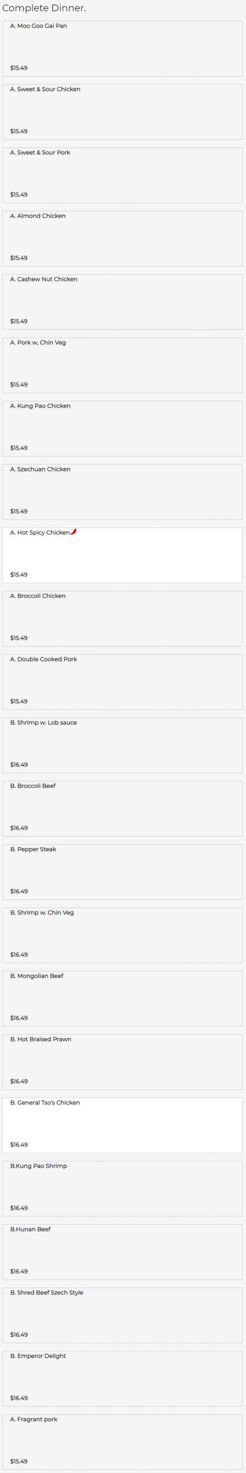 Fu lin Chinese restaurant menu in Little Rock, Arkansas, USA