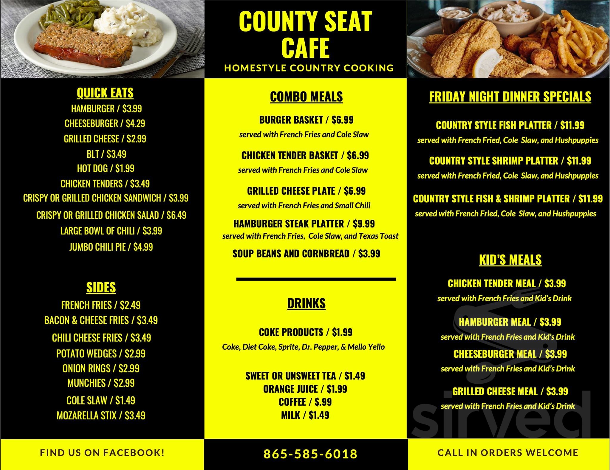 County Seat Cafe menus in Tazewell, Tennessee, United States