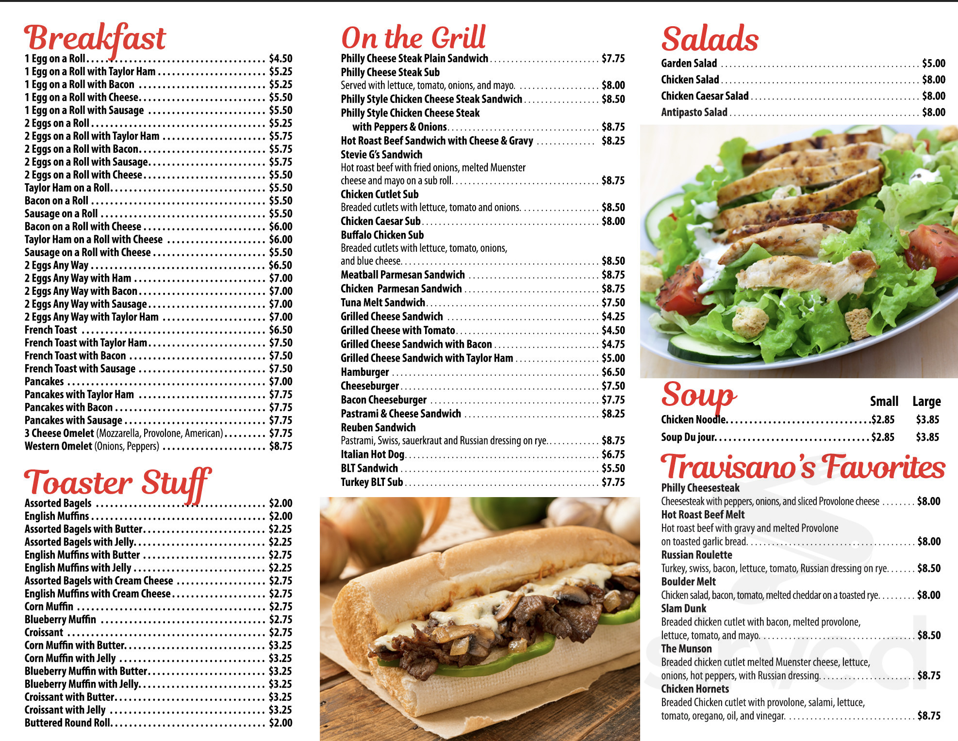 Travisano's Deli menu in Totowa, New Jersey, USA