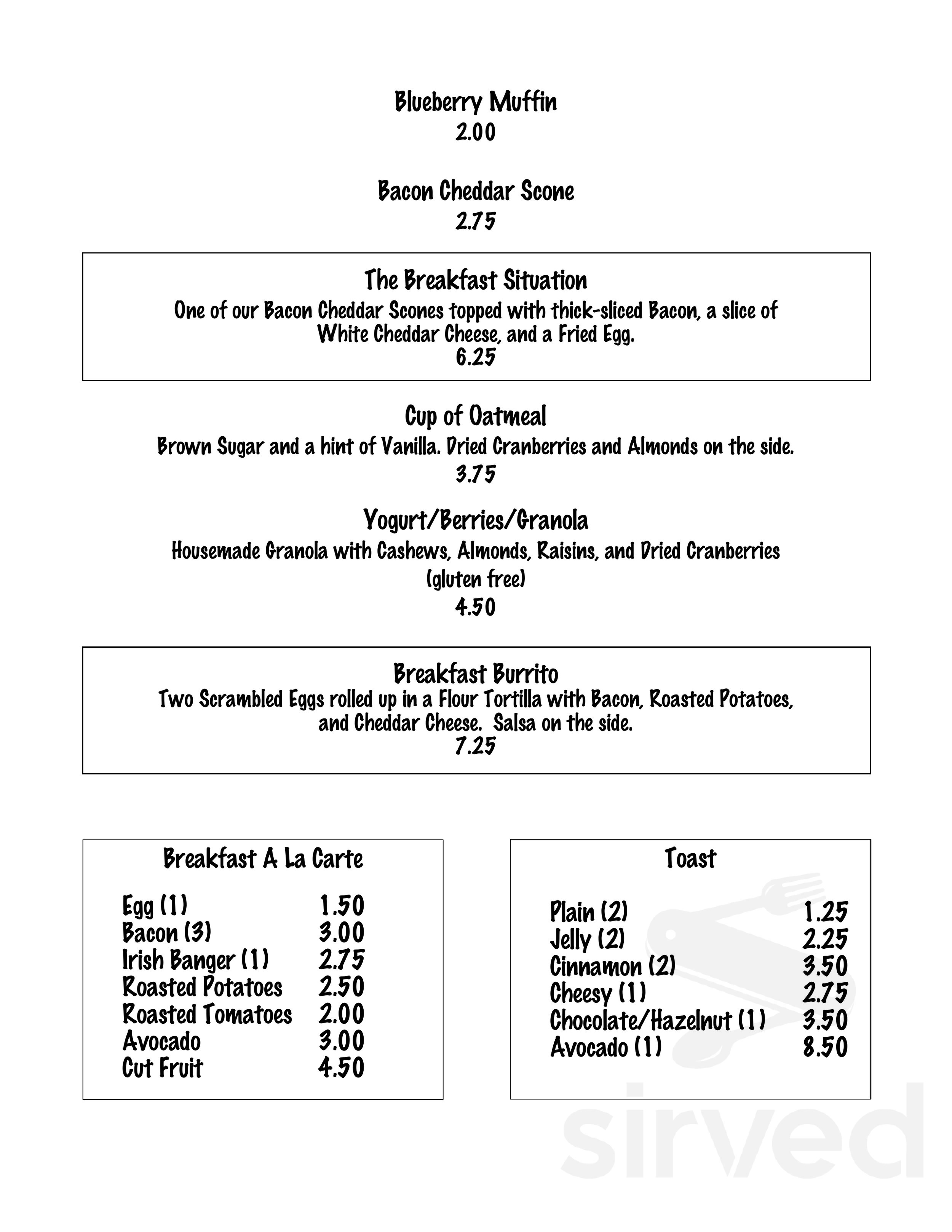 Cricket & Fig Chocolate menu in Tulsa, Oklahoma, USA