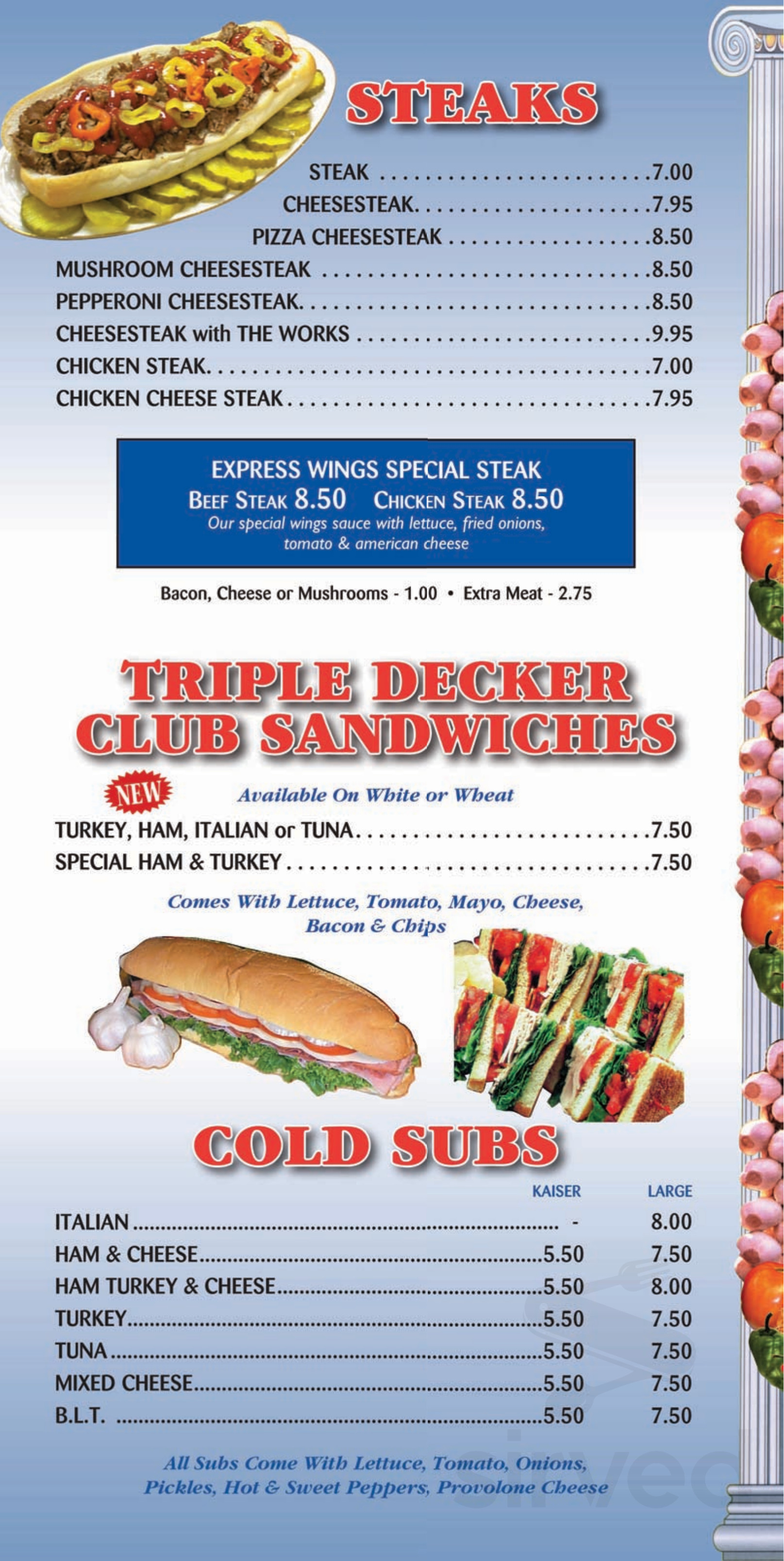 Menu - New Castle DE's Express Wings & Pizzeria | Sirved