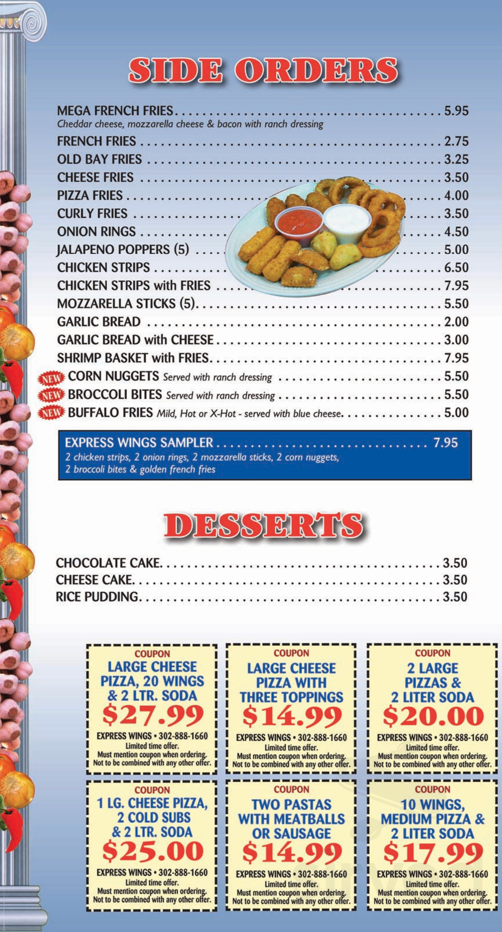 Menu - New Castle DE's Express Wings & Pizzeria | Sirved