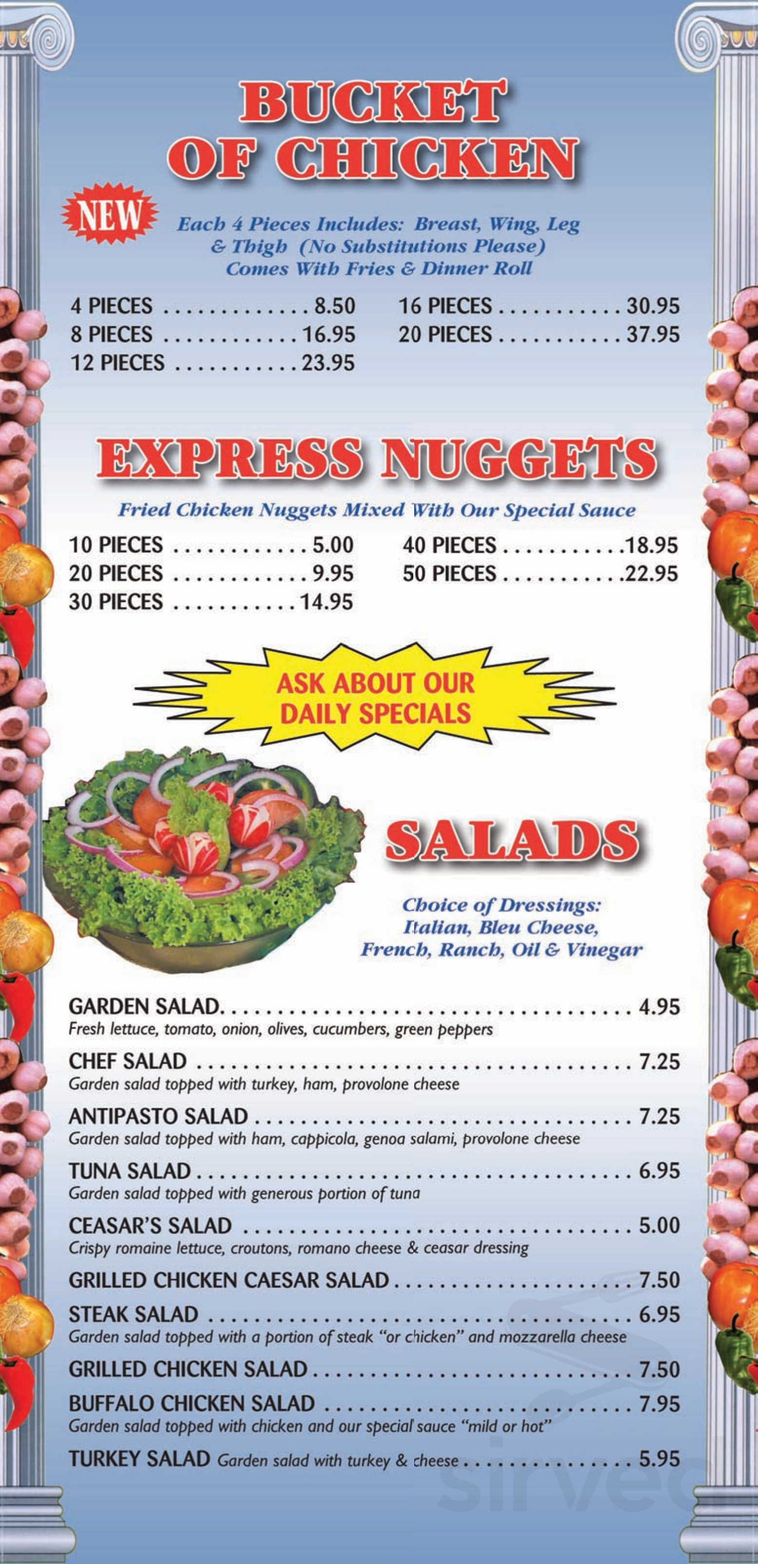 Menu - New Castle DE's Express Wings & Pizzeria | Sirved