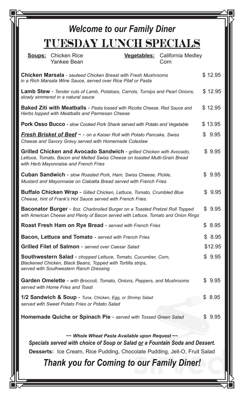 Stony Point Family Diner menus in Stony Point, New York, United States