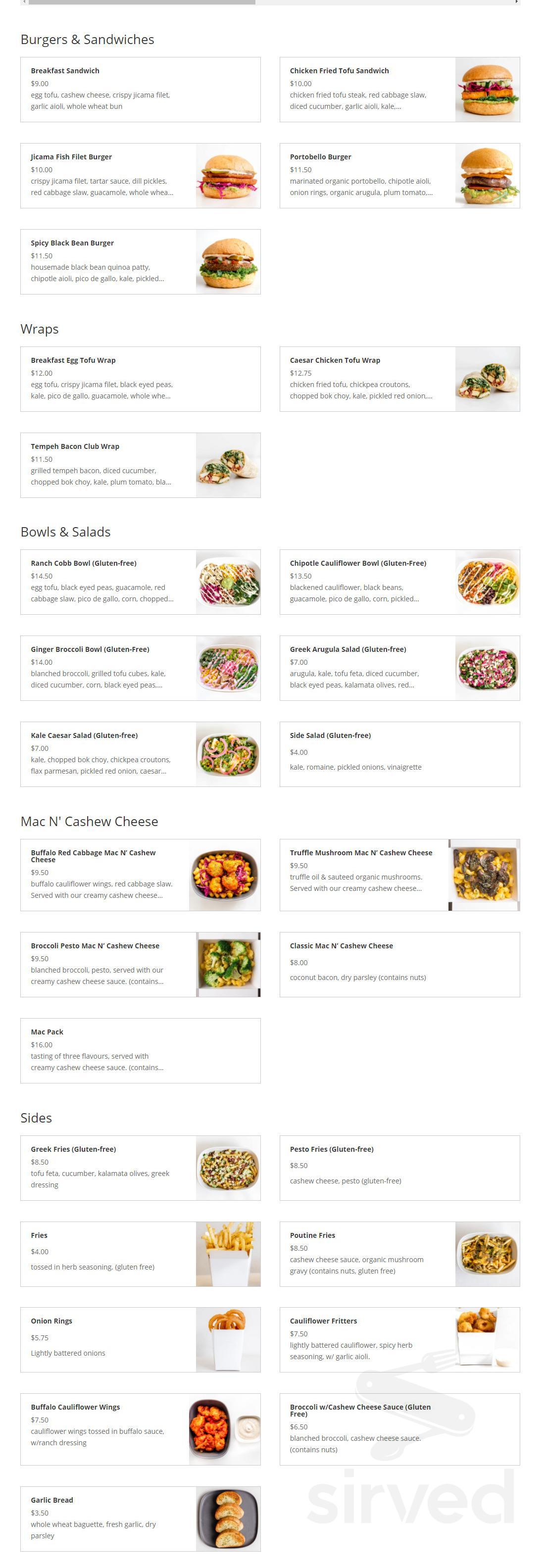 Parka Food Co. menu in Toronto, Ontario