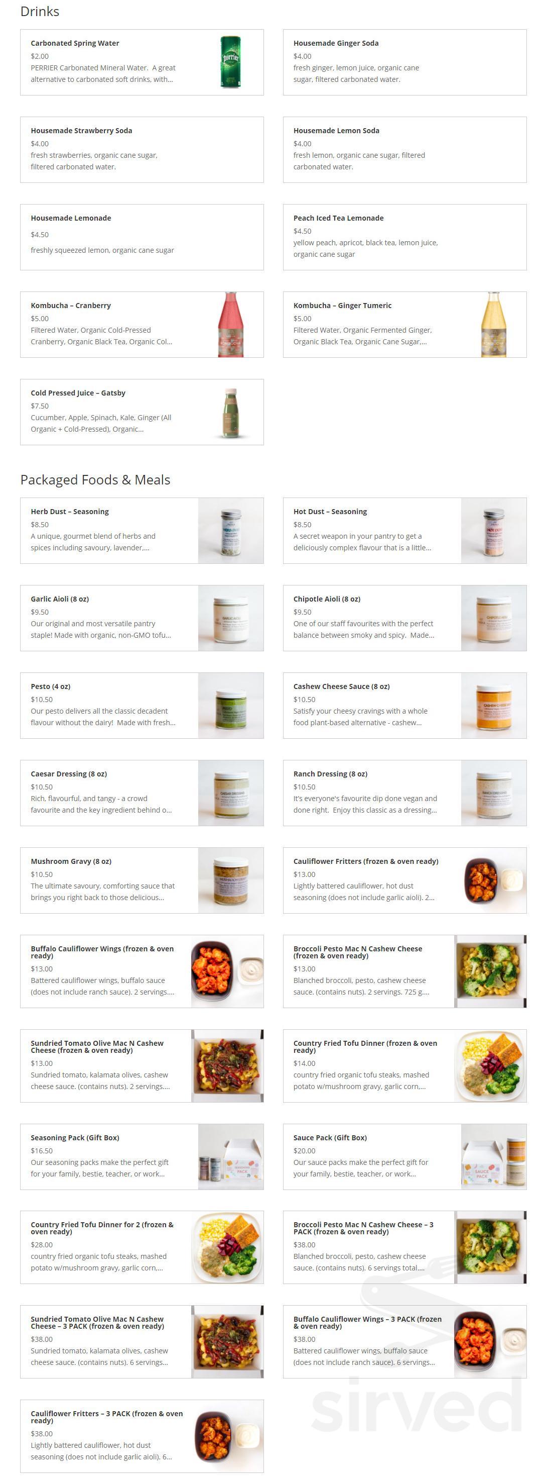 Parka Food Co. menu in Toronto, Ontario