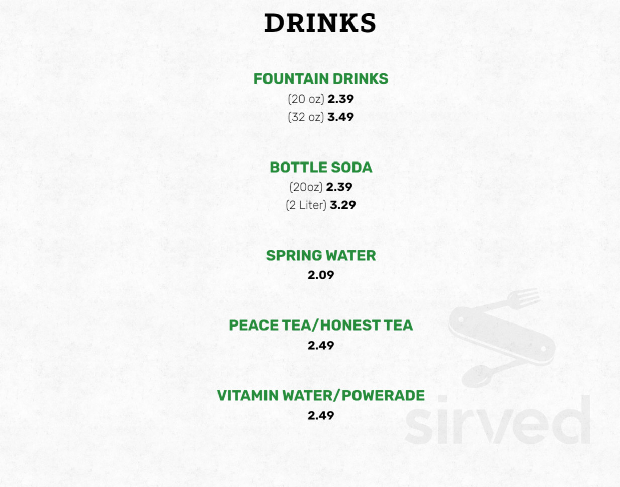 Pepe's menu in Baltimore, Maryland, USA