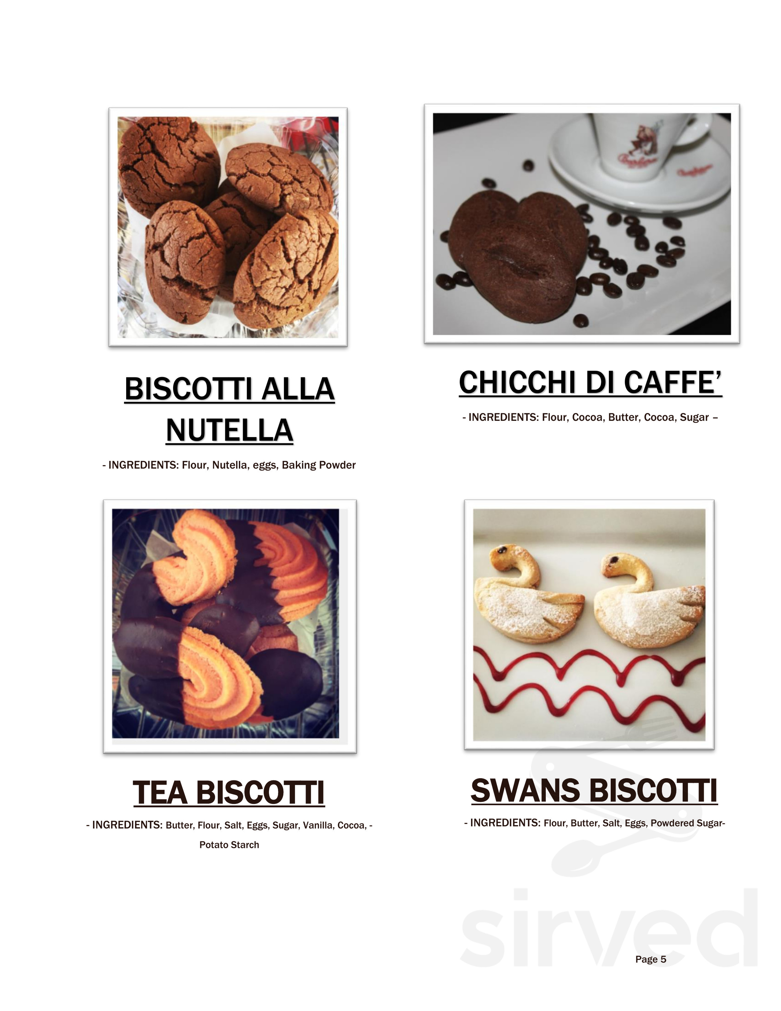 Dolce Sicilia Cafe dessert menu in San Jose, California