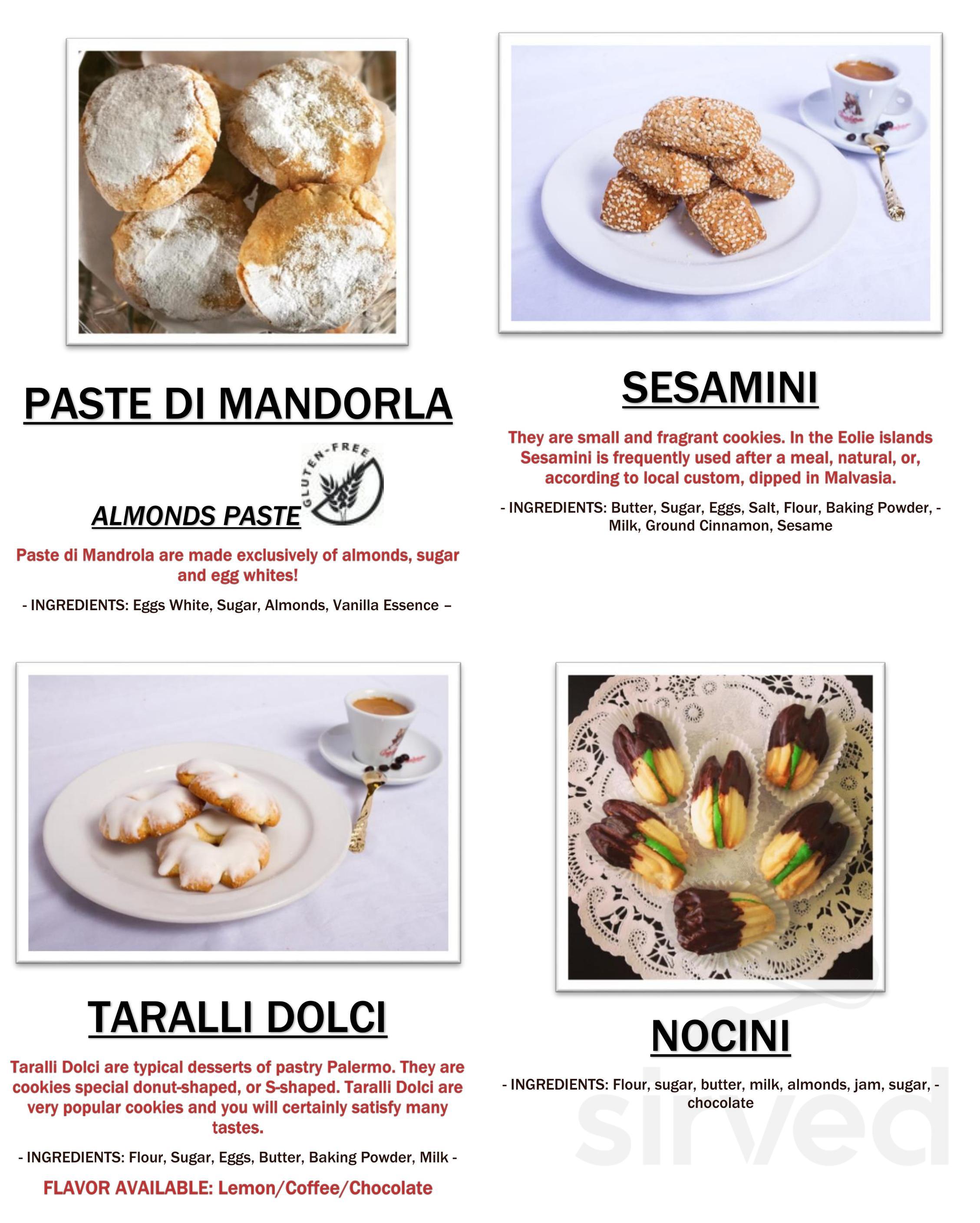 Dolce Sicilia Cafe dessert menu in San Jose, California