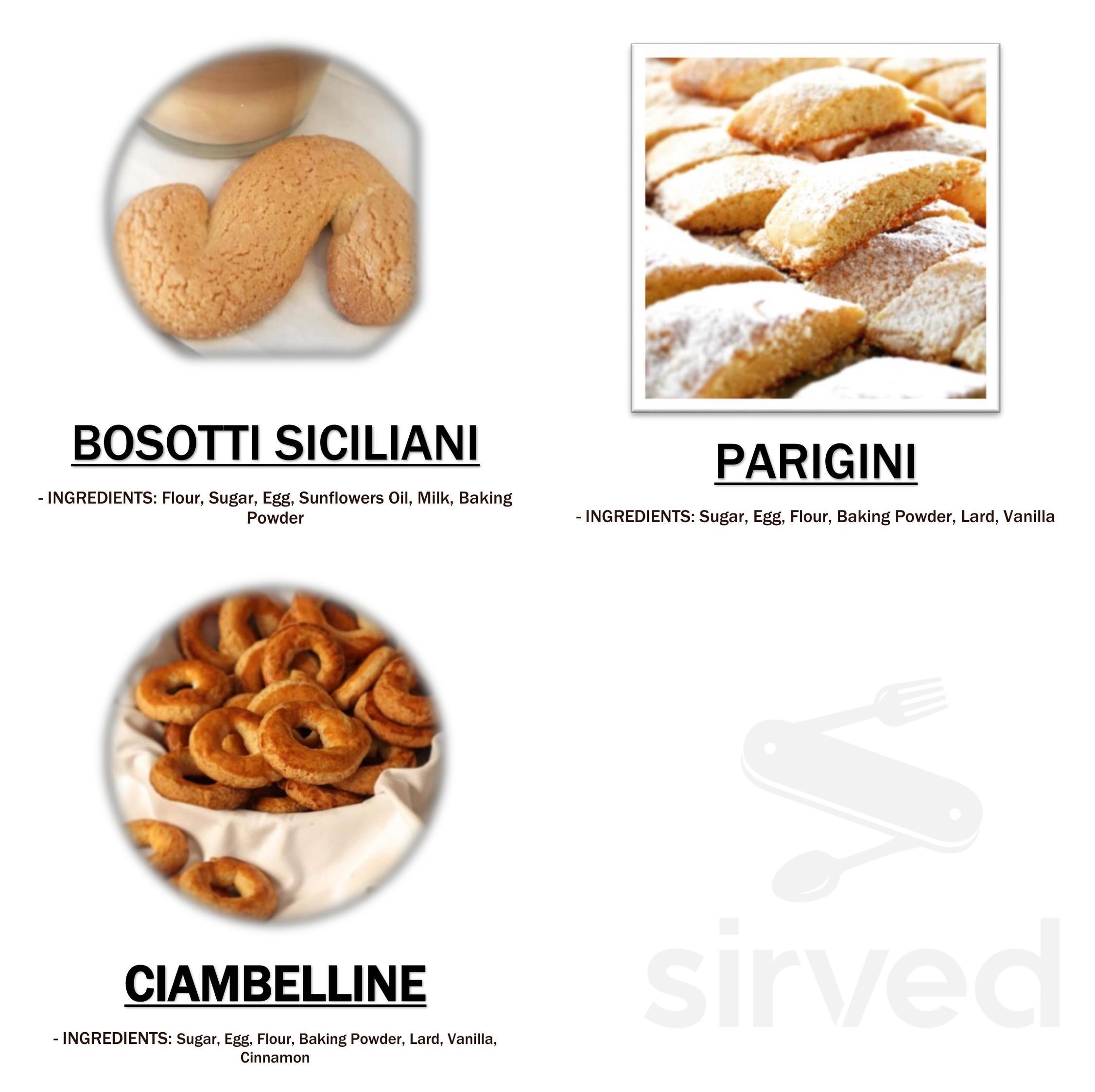 Dolce Sicilia Cafe dessert menu in San Jose, California