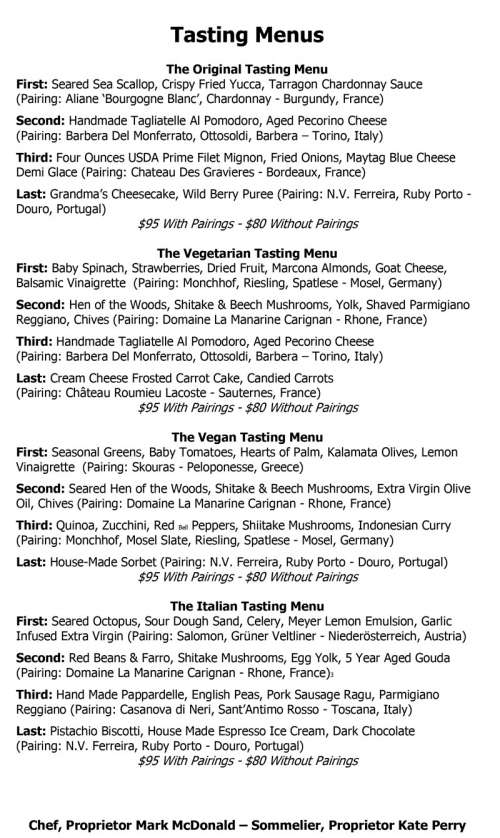Old Vine Kitchen & Bar menu in Costa Mesa, California, USA