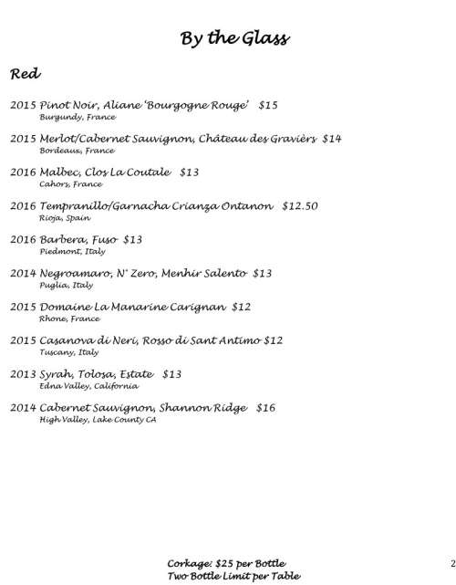 Old Vine Kitchen & Bar menu in Costa Mesa, California, USA
